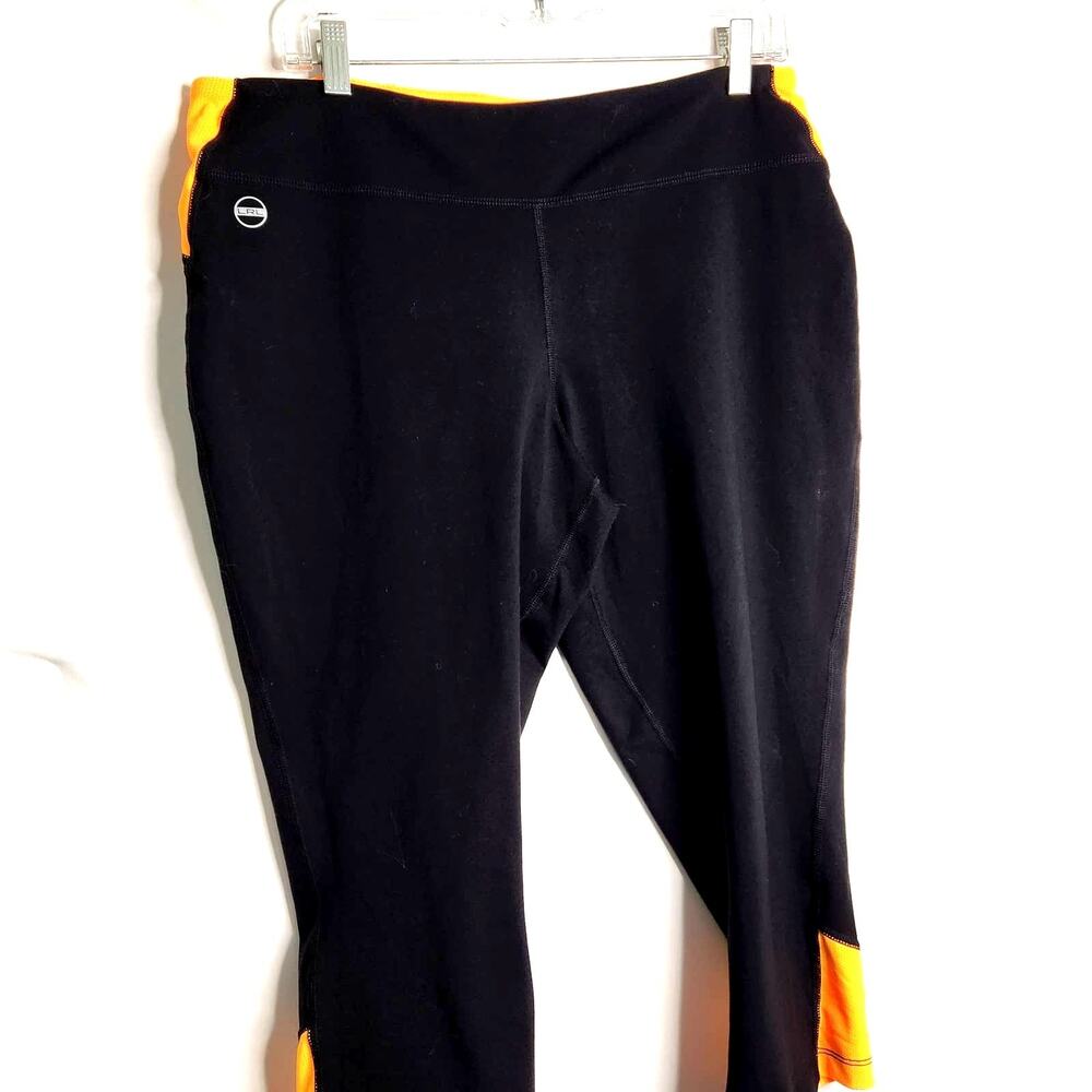 Lauren Ralph Lauren Capris Size XL Activewear Neon Orange Black Back Zip Pocket